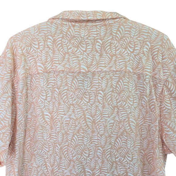 J. Crew Mens XL Slub Cotton Button-Up Shirt Palm Print Short Sleeve Peach White - Picture 4 of 7